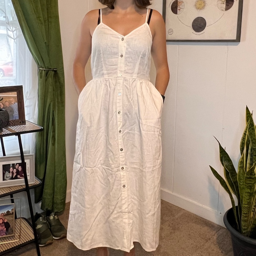 White linen dress